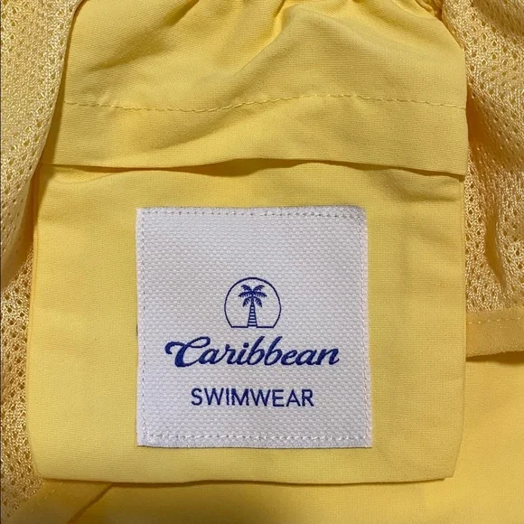 Caribbean Bright Yellow Men's Athletic swimwear  Shorts - Picture 6 of 6